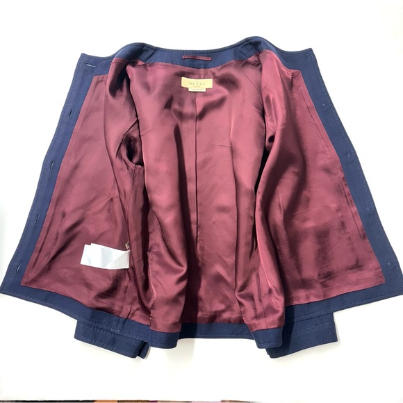 Gucci Uniform Linen Blend Blazer Jacket with Brass Buttons Navy Blue Size EU 44 - Picture 11 of 16